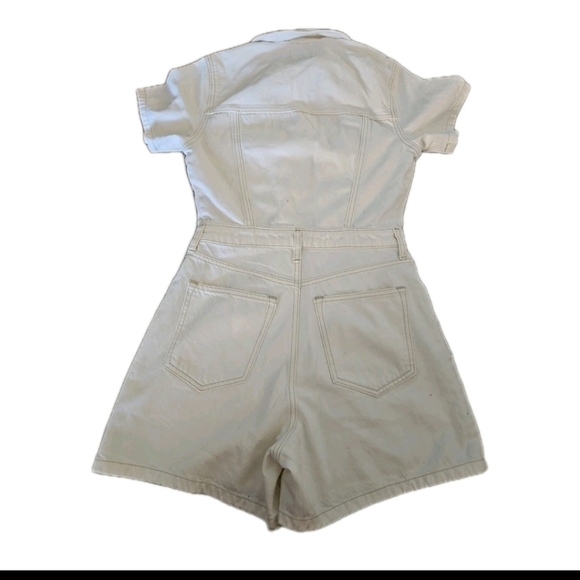 Abercrombie & Fitch Women’s Cream Denim Romper Casual One-Piece Summer Short XS - Picture 6 of 16